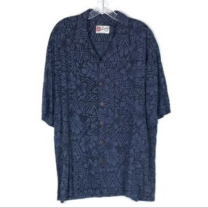 Hilo Hattie Hawaiian Shirt Blue & Black XL